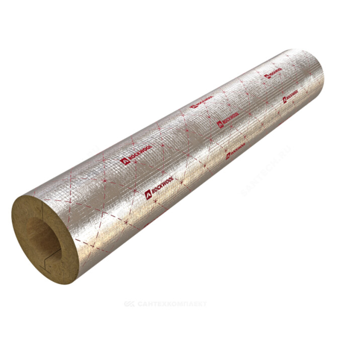 Цилиндр вырезной минеральная вата ROCKWOOL 80 кашированный армированной фольгой 50/38 L=1м ROCKWOOL 332006