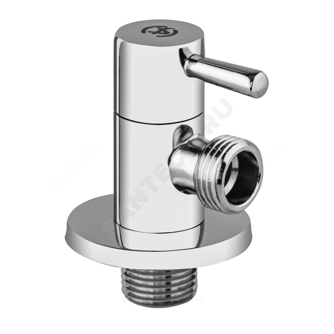Клапан (вентиль) латунь бытовой хром угловой с отражателем 1073 G1/2"х3/8" Ру16 НР флажок Aquasfera 1073-03