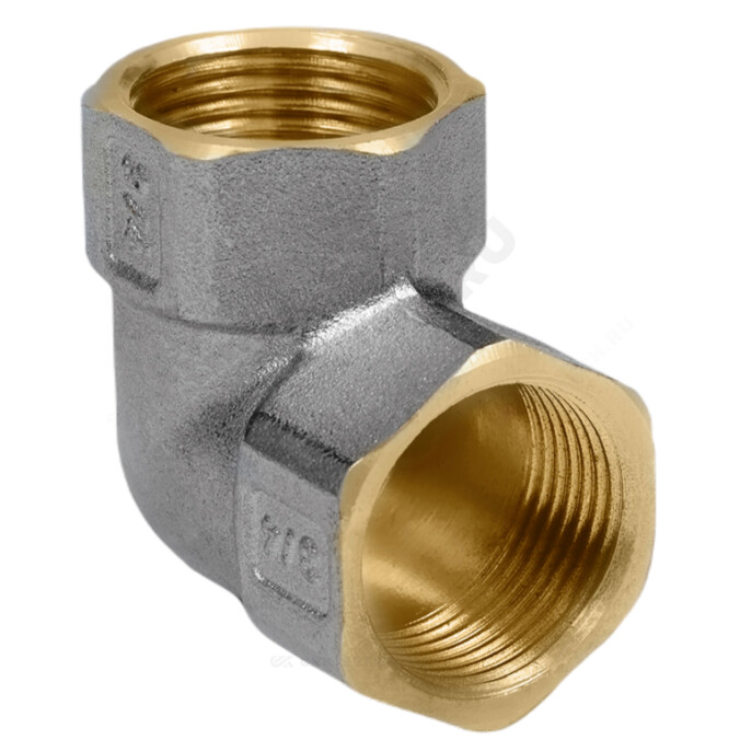 Угольник латунь никель Ду 15 (1/2") ВР/ВР 9001 ГОСТ 32585-2013 Aquasfera 9001-01