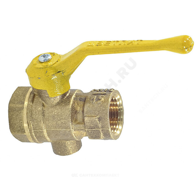 Кран для манометра шаровой латунь газ 11Б27п10 Ду 15 Ру16 ВР/ВР G1/2"-М20х1,5 с рукояткой без фланца Цветлит ZW10019
