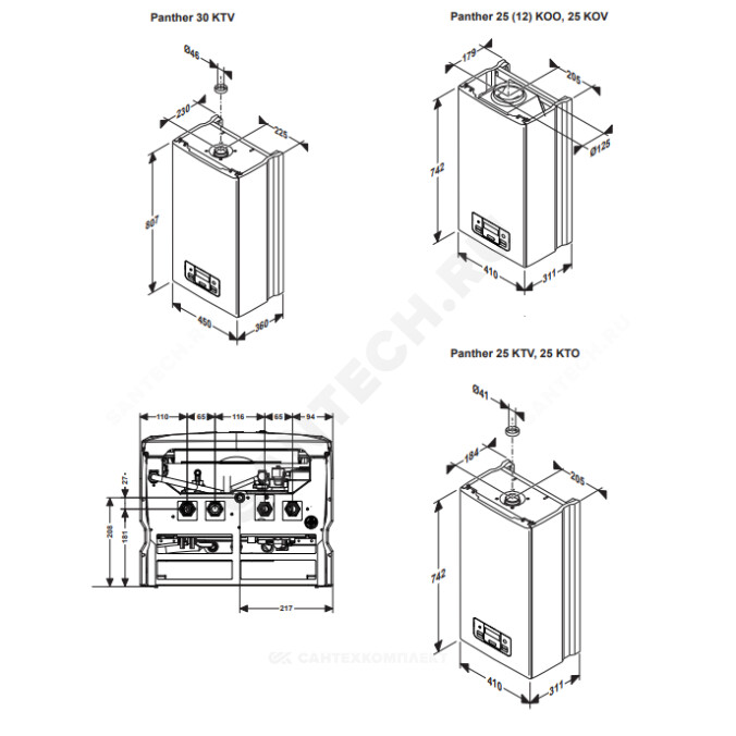 Котел настенный газовый 25 кВт двухконтурный Пантера 25 KTV с E-BUS Protherm 0010015244