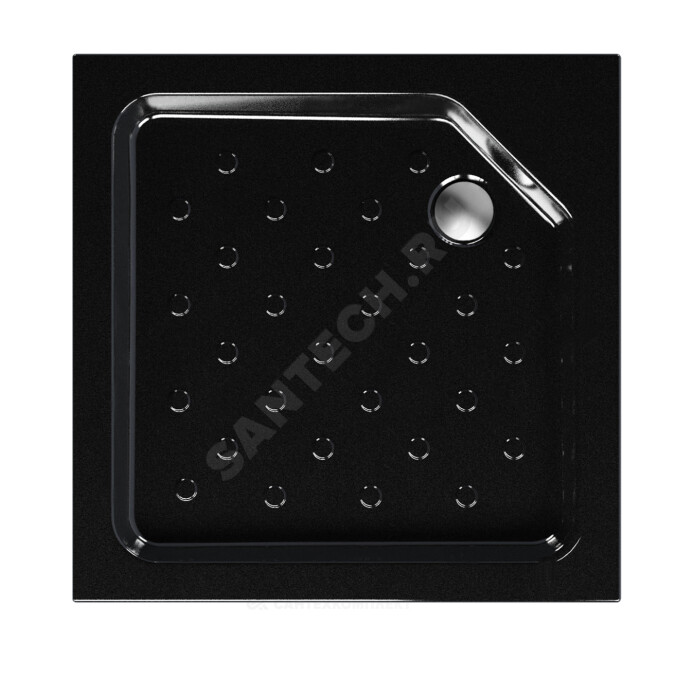 Поддон душевой акриловый квадрат Universal BLACK N 800х800х160 с противоскользящим покрытием черный МетаКам АПS_013575