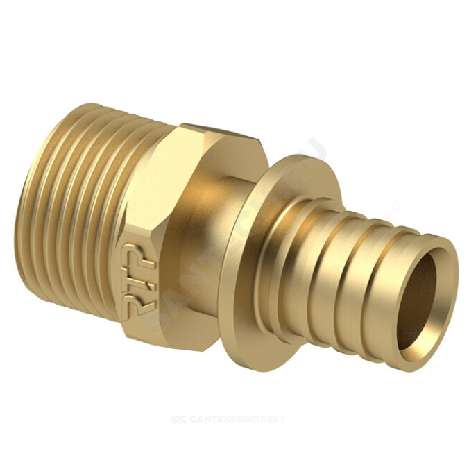 Муфта для PE-X/PE-RT труб аксиальная латунь Дн 20х3/4" НР RTP (РосТурПласт) 28310 .