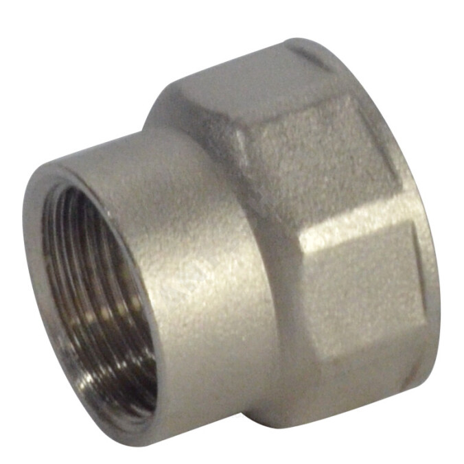 Муфта латунь никель переходная Ду 32х15 (1 1/4"х1/2") ВР/ВР RTP (РосТурПласт) 25174